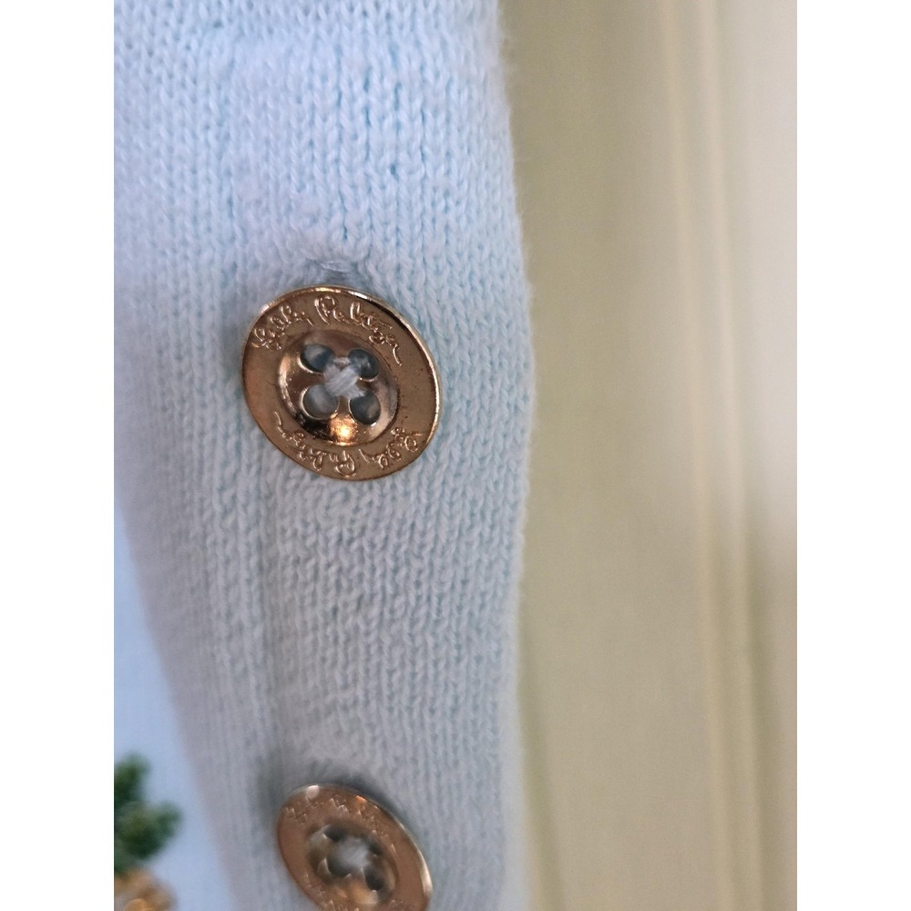 Lilly‎ Pulitzer Sweater Womens XS Blue Pineapple Sequin Side Button Pullover - Picture 4 of 9